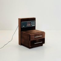 Mid Century Spaceage Radio Nightstand in Brown Velor 1970S Germany Mid Century Spaceage Radio Nightstand in Brown Velor 1970S Germany von MidAgeVintageDE2