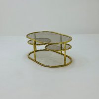 Mid Century Swivel Coffee Table Brass & Smoked Glass , By Milo Baughman, 1970S Italy Mid Century Swivel Coffee Table Brass & Smoked Glass , By Milo Baughman, 1970S Italy von MidAgeVintageDE2