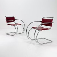 Set Of 2 Mid Century Cantilever Freischwinger Mr20 Armchair By Ludwig Mies Van Der Rohe For Fasem Italy, 1980S von MidAgeVintageDE2