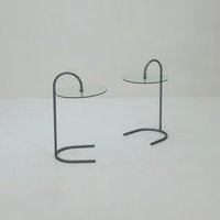 Set Of 2 Rare Vintage Ikea Ry Coffee Side Table Glass Aluminum Light Weight von MidAgeVintageDE2