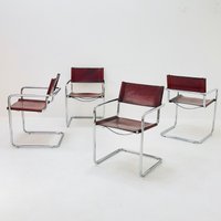 Set Of 4 Bauhaus Mid Century Model Mg5 Centro Studi Desk Chair By Mart Stam & Marcel Breuer For Matteo Grassi, 1970S Set Of 4 Bauhaus Mid Century Model Mg5 Centro Studi Desk Chair By Mart Stam & Marcel Breuer For Matteo Grassi, 1970S von MidAgeVintageDE2