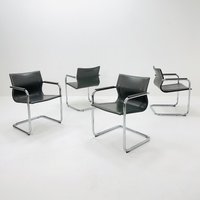 Set Of 4 Italian Cantilever Mg15 Leather Armchairs By Matteo Grassi, 1970S Set Of 4 Italian Cantilever Mg15 Leather Armchairs By Matteo Grassi, 1970S von MidAgeVintageDE2
