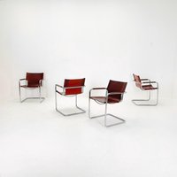 Set Of 4 Matteo Grassi Original Bauhaus Visitor Armchairs in Dark Cognac Leather Italy 1970S Set Of 4 Matteo Grassi Original Bauhaus Visitor Armchairs in Dark Cognac Leather Italy 1970S von MidAgeVintageDE2