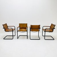 Set Of 4 Mid Century Mg5 Matteo Grassi Visitor Leather Armchairs By Mart Stam Italy 1970S Set Of 4 Mid Century Mg5 Matteo Grassi Visitor Leather Armchairs By Mart Stam Italy 1970S von MidAgeVintageDE2