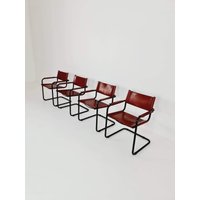 Set Of 4 Model Mg5 Centro Studio Desk Chairs in Dark Cognac By Mart Stam & Marcel Breuer, 1970S von MidAgeVintageDE2