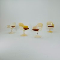 Set Of 4 Space-Age Tulip Dining Set Revolving Armchairs By Kurz, Germany 1970S Set Of 4 Space-Age Tulip Dining Set Revolving Armchairs By Kurz, Germany 1970S von MidAgeVintageDE2