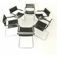 Set Of 6 S34 Tubular Steel Black Dining Chairs By Mart Stam For Jox Interni - 1970S von MidAgeVintageDE2
