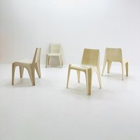 Space Age Set Of 4 Cream White Dining Chairs Bofinger Ba1171 Chair By Helmut Bätzner, 1970 Germany von MidAgeVintageDE2