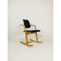 Vintage Black Leather Rocking Chair By Peter Opsvik For Stokke Norway, 1980S von MidAgeVintageDE2