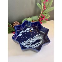 Vintage Weihnachtsteller Sternförmige Kobaltschale Für Bonbons Nüsse, Deutschland Winter Dreams Wächtersbach von MidCenturyRover