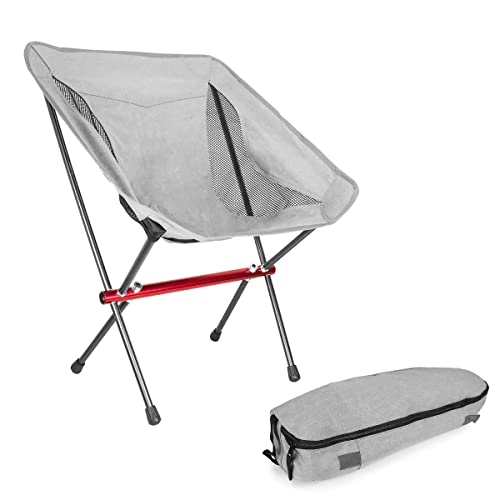 MidGard Campingstuhl ultraleichter Faltstuhl aus Aluminiumlegierung und Polyester bis 140 kg belastbar! Tragbarer Klappstuhl mit Tragetasche für Outdoor-Aktivitäten Grau von MidGard