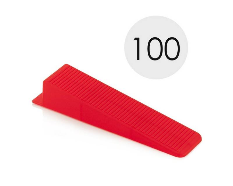 MidGard Fliesenkreuz Verlegekeile Fliesenkeile Keile Fliesen-Verlegehilfe Mehrweg Nivellier (100-St) Keile 100 Stk. Rot 21x90x17 von MidGard