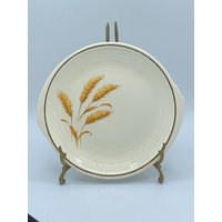 Edwin Knowles China - Yorktown Form Brot Teller 36-10 Set Von 6 Goldener Weizen Große Ungewöhnliche Form von MidModzilla
