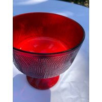 Jahrgang Hoosier Rot Glas Fuß Kompott, Candy Dish #4031 - Mid Century von MidModzilla