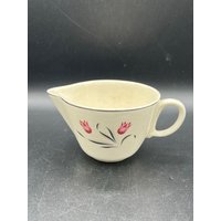 Salem Tulpenzeit - Milchknäuel Vintage 1950Er Jahre Mid Century China Rosa Grau Blumen Platin Borte Tolles Stück von MidModzilla