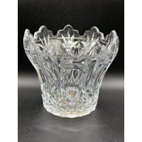 Tolle Vintage Breite Schüssel Vase - Klares Glas Verschnörgeltes Design Absolut Atemberaubend von MidModzilla