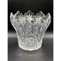 Vintage Klarglas Schüssel Vase Kunstvolles Breites Design von MidModzilla