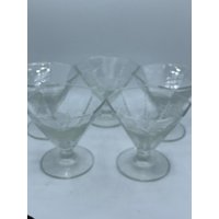 Vintage Klarglas Art Deco Parfait Gläser - 5Er Set Circa 1950Er Jahre Tolle Form Und Glanz von MidModzilla