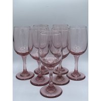 Vintage Libbey Pink Weingläser - Hellrosa 7Er Set Hübsch in Pink von MidModzilla