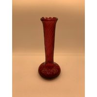 Vintage Rote Knospenvase - Tolle Vase Für Valentinstag Oder Weihnachten Dekoration Hübsch Mit Waffelrand von MidModzilla