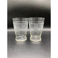 Vintage Saftgläser - 2Er Set Happy Glasses Fuß Tolle Kleine Gläser Oder Boho Vase So Süß Trauben Dekor von MidModzilla