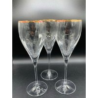 Vintage Vergoldete Weingläser - Goldrand Verwirbelte Glasschale Set Von 3 Gläsern Wirklich Schön von MidModzilla