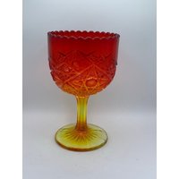 Wikinger Kristall ~ Amberina Chalice Shaped Compote 1950Er Jahre Neuwertig So Ein Tolles Sammlerstück von MidModzilla