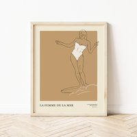 La Femme De La Mer || Kunstdruck Surf Kunst Vintage Inspirierte Boho Dekor von MidTideDesign