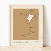 La Femme De La Mer || Kunstdruck Surfen Kunst Vintage Inspirierte Boho Trendige Strand Dekoration von MidTideDesign