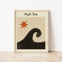 Nachtfahrt || Kunstdruck Surf Kunst Vintage Inspirierte Boho Dekor von MidTideDesign