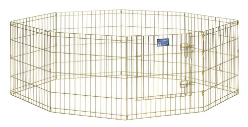 MidWest Homes for Pets 540-24 Hunde-Laufstall, Haustier-Spielgehege, faltbar, Metall, mit Tür, 61 x 61 cm, goldfarben verzinkt von MidWest Homes for Pets