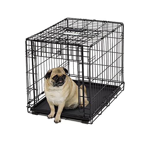 MidWest Homes for Pets Ovation Modell 1924 Hundebox, klein, Einzeltür, faltbar, Metall, 61 cm lang, mit Trenneinsatz, Bodenschutz, auslaufsicherer Wanne, für kleine Hunderassen, schwarz von MidWest Homes for Pets