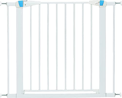 Midwest Homes for Pets 2929SG-GL Stahl-Absperrgitter für Haustiere, mit phosphoreszierendem Streifen, ca. 73,5 cm hoch, zum Durchgehen, Breite: 73,66–96,52 cm, sanft-weiß, Rahmen leuchtet im Dunkeln von MidWest Homes for Pets