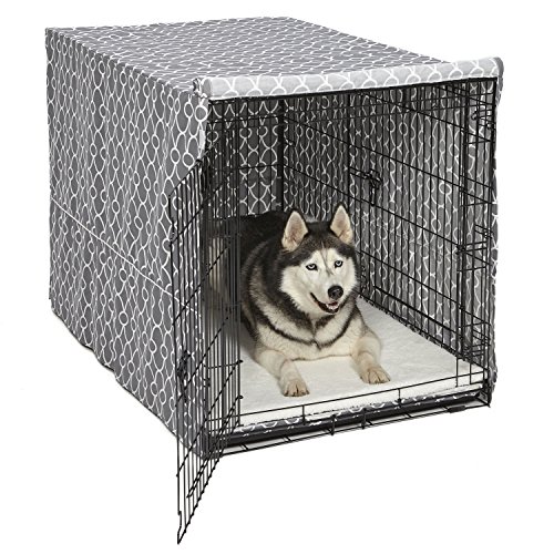 MidWest Homes for Pets CVR48T-GY Hundebox-Abdeckung, Stoff mit Teflonschutz, Sichtschutz für 122 cm lange Hundeboxen von MidWest und New World, maschinenwaschbar und trocknergeeignet von MidWest Homes for Pets