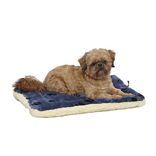 MidWest Homes for Pets Modell 40224-FVBLS Haustierbett, wendbar, mit Pfotenmuster in Blau/Creme, Hundebett, 60 x 43 x 7,1 cm (L x B x H), für sehr kleine Hunderassen, Maschinenwäsche, blau von MidWest Homes for Pets