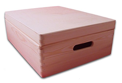 MidaCreativ Aufbewahrungsbox/Holzkiste mit Deckel und Grifflöchern Kiefer, Gr. 2 von MidaCreativ