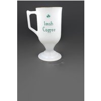 Feuer König Irish Coffee Mug Shamrock Gold Rim Milchglas von Midcenturymugs