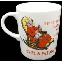 Vintage Oma Tasse "Wenn Mutter Sagt Nein" Japan Retro 1970Er Jahre von Midcenturymugs