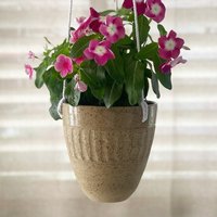 Hängender Handgemachter Keramikpflanzer; Gesprenkelter Hängender Blumentopf; Keramik Wand Übertopf von MiddleEastPottery