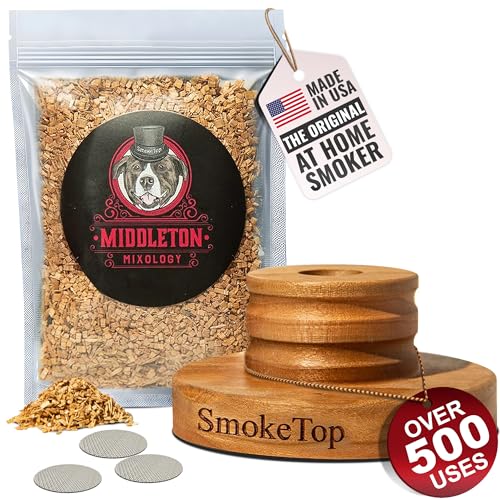 Middleton Mixology SmokeTop Cocktail-Räucherset – altmodischer Kaminraucher für Cocktails, Whiskey und Bourbon – (Kirsche) von Middleton Mixology SmokeTop