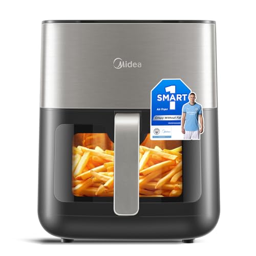 MIDEA Digital Luftfritteuse, 6.5L Airfryer LED Touch Screen Heißluftfritteusen XL, einstellbare Heizung Wind &Timer Temperatur, weniger Öl, 2000W, Schwarz von Midea