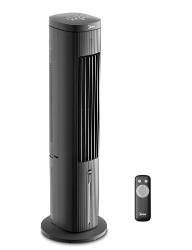 Midea Turmventilator mit 5L Wasserkühlung | Luftkühler mobil | Mobile Klimaanlage ohne Abluftschlauch | Verdunstungskühler, 3 Geschwindigkeitsstufen,75° Schwenkfunktion, 7h Timer, Leiser von Midea