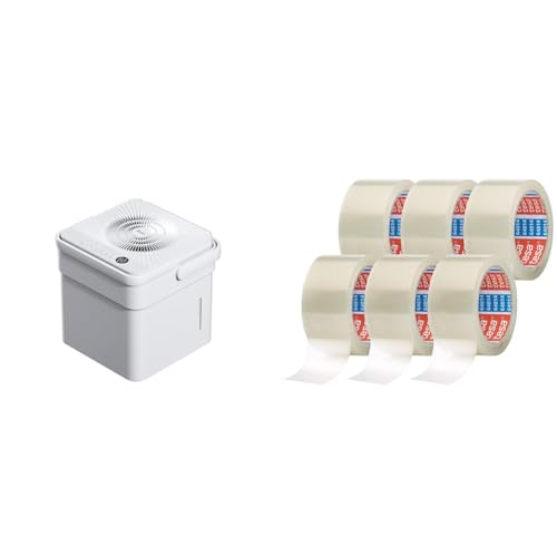 Midea Cube 20 Luftentfeuchter & tesapack 64014 im 6er Pack - Geräuscharmes Paketklebeband zum Verpacken von Paketen und Versandschachteln - transparent - 6 Rollen je 66 m von Midea