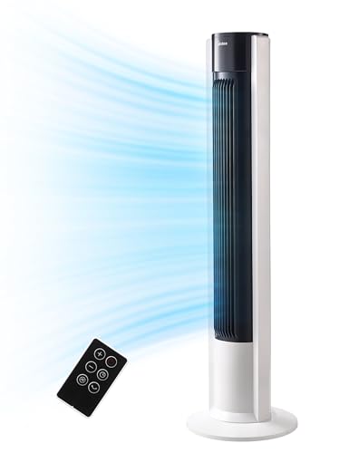 Midea FZ10-19BRA Turmventilator, Robuster Kupfermotor, Luftzufuhr nach innen, Fernbedienung, 7-Stunden-Timer, Touch- und Bedienfeld-Display, drei Modi und drei Geschwindigkeiten zur Auswahl von Midea