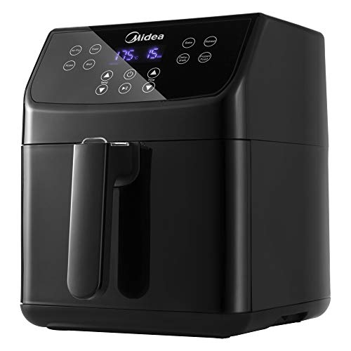 Midea MF-CN55A2 Heißluftfritteuse 5,5 L XXL Friteuse airfryer,Digitalem Display, 8 verschiedene Programmen, freie Temperaturwahl von 30 bis 200℃, 1700W, Schwarz von Midea