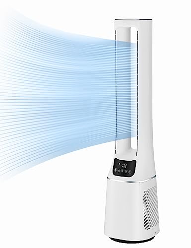Midea MFP-120 (WH) 2 in 1 Turmventilator Leise 38dB Luftreiniger CADR 120 für 47.6 ㎡ LED Display Fernbedienung Oszillation 12H Timer Weiß von Midea