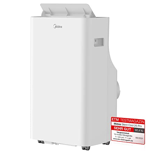 Midea Mobiles Klimagerät Silent Cool 26 Pro, 9000 BTU 2,6kW, Kühlen&Ventilieren&Entfeuchten, Raumgröße bis 88m³(33㎡), Mobile Klimaanlage mit Abluftschlauch, Weiß von Midea