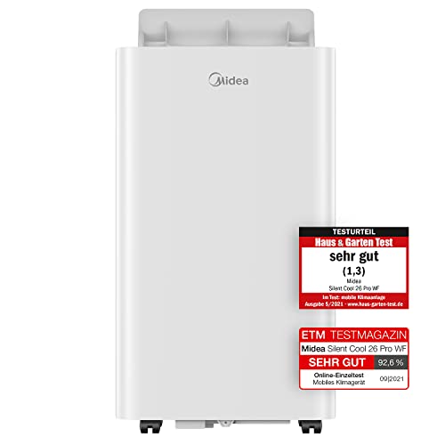 Midea Mobiles Klimagerät Silent Cool 26 Pro WF, 9000 BTU 2,6kW, Kühlen&Ventilieren&Entfeuchten, Raumgröße bis 88m³(33㎡), APP-Steuerung/Alexa/Google Home/IFTTT, Mobile Klimaanlage mit Abluftschlauch von Midea