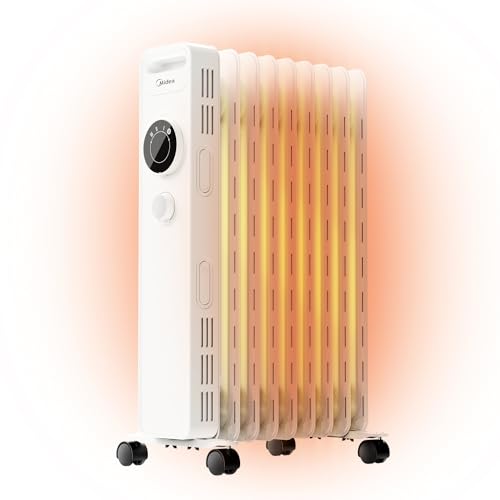 Midea Ölradiator NY2009-20M, 2000 W, einstellbarer Thermostat, Frostschutz, Kippschutz, Überhitzungsschutz, Weiß von Midea