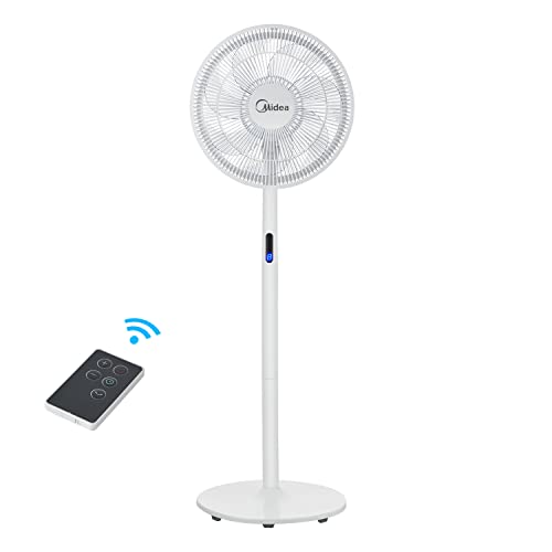 Midea Standventilator S8, Ventilator Leise mit Fernbedienung, 7 Rotorblätter, Turbostufe, 8 Stunden Timer, 8 Geschwindigkeitsstufen, Oszillationsfunktion 85°, 38 dB Leiser standventilatoren, weiß von Midea